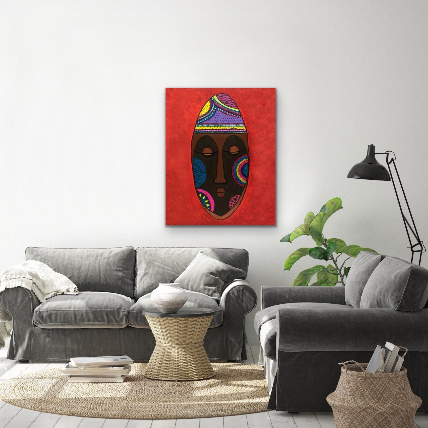 African Art CANVAS PRINT Colorful Wall Art Modern Living Etsy