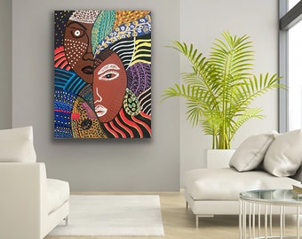 African Art, Contemporary CANVAS PRINT, Living Room Wall Art, Modern Home Decor, Trendy Art,  Black Art, Jamaican Art, Gift for Any Occasion