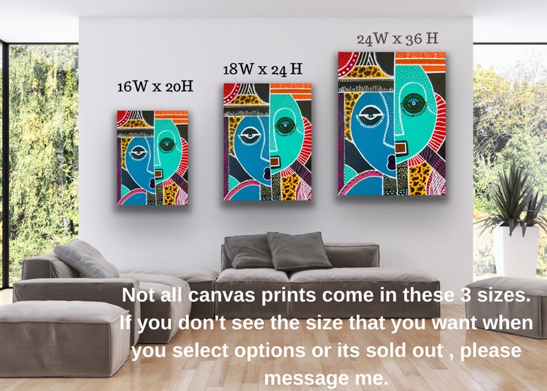 Modern abstract canvas print, contemporary art, living room decor ideas, African print, boho theme, ethnic decor, unique gift for friend image 7