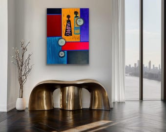 Black Women Art: Afrocentric Painting, Ethnic Living Room Decor, 16x20"