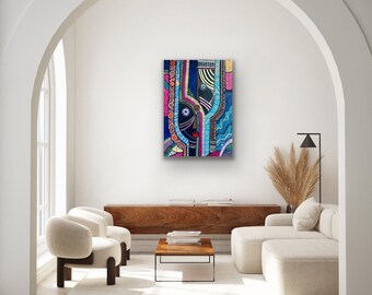 African Caribbean canvas print, modern contemporary artwork, abstract art, ethnic living room decor, urban theme, boho art, unique gift