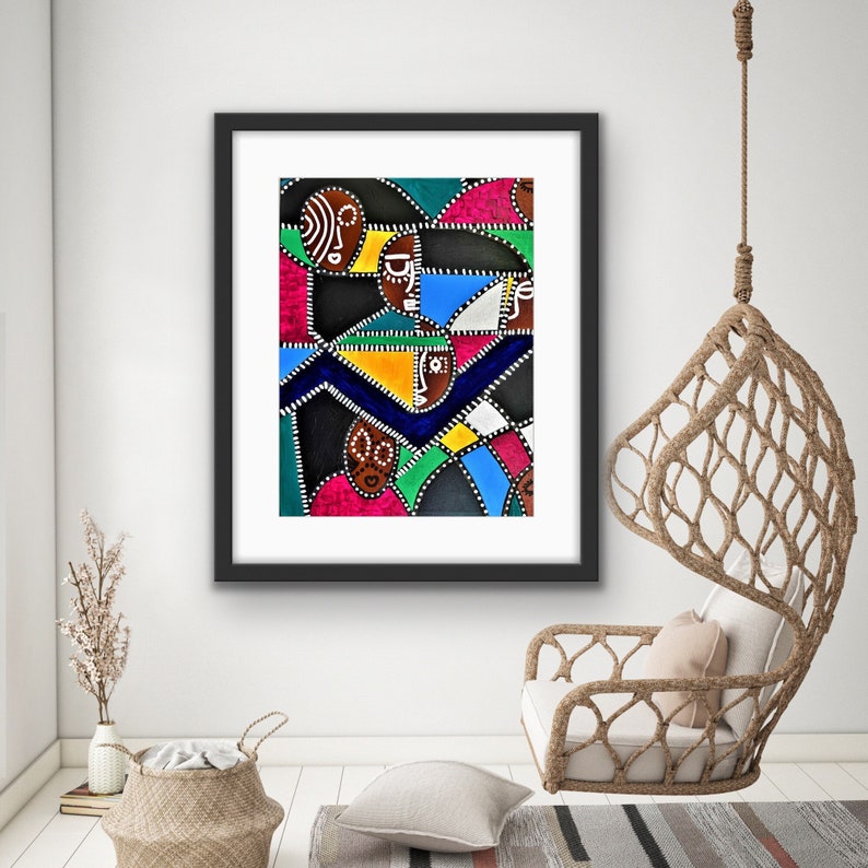 Abstract Black art print, modern contemporary decor, urban art, living room ideas, house warming gift, anniversary gift for couple image 1