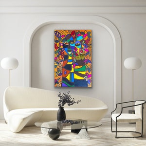 Original painting on canvas, contemporary painting, Afrocentric art, modern decor living room, unique gift for friend, new home gift idea image 8