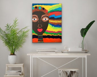 African art, Contemporary canvas PRINT, Modern abstract wall decor, African American art, Boho Ethnic Decor, Black art, Gift for friends