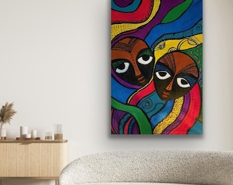 African Art, Contemporary CANVAS PRINT, Living Room Wall Art, Modern Home Decor, Trendy Art,  Black Art, Jamaican Art, Gift for Any Occasion