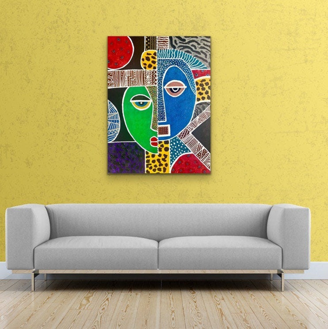 African Art Contemporary CANVAS PRINT Living Room Wall Art Etsy UK
