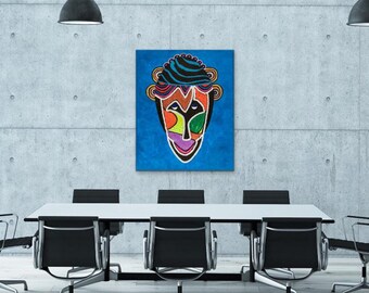 African Man Wall Print on Canvas, Living Room Wall Art Print, Abstract Art, Modern Home Decor, Jamaican Art, Black Art, Gift for him