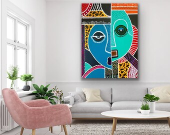 African Art, Contemporary CANVAS PRINT, Living Room Wall Art, Modern Home Decor, Trendy Art,  Black Art, Jamaican Art, Gift for Any Occasion