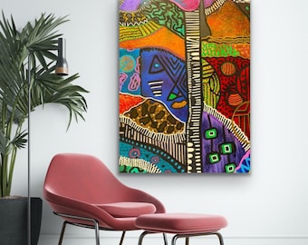 African Art Canvas Print: "Scotch Bonnet" - Modern Home Decor