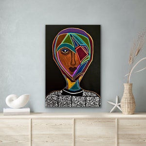 Modern abstract CANVAS Print, Black woman art, ethnic living room decor, office artwork, boho canvas print, Jamaican art, house warming gift image 3