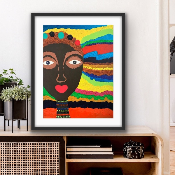 abstract theme, African print, Black American art for living room, trendy art for office, Xmas gift for you, for friend, for mom