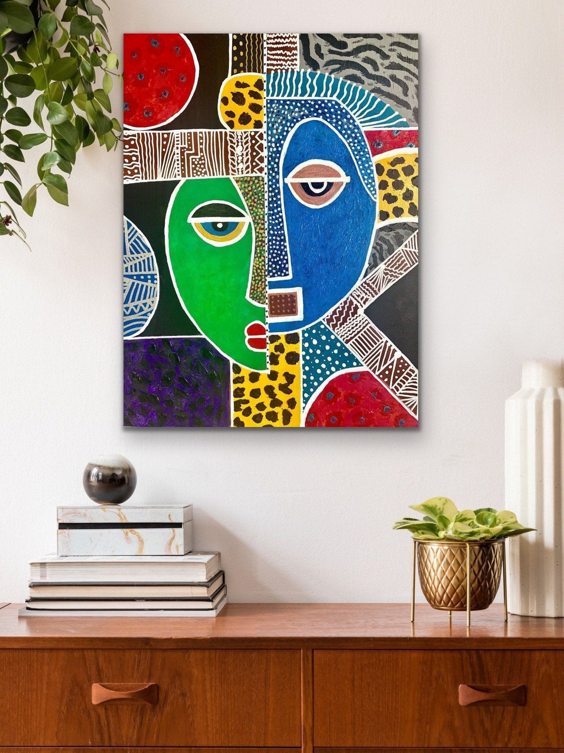 African Art Contemporary CANVAS PRINT Living Room Wall Art Etsy