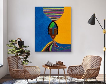 Black art canvas print, abstract print, African woman art, living room decor, contemporary wall art, African American Art, new home gift