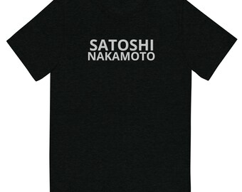 Satoshi Nakamoto Bitcoin T-Shirt | Embroidered Crypto Triblend Tee