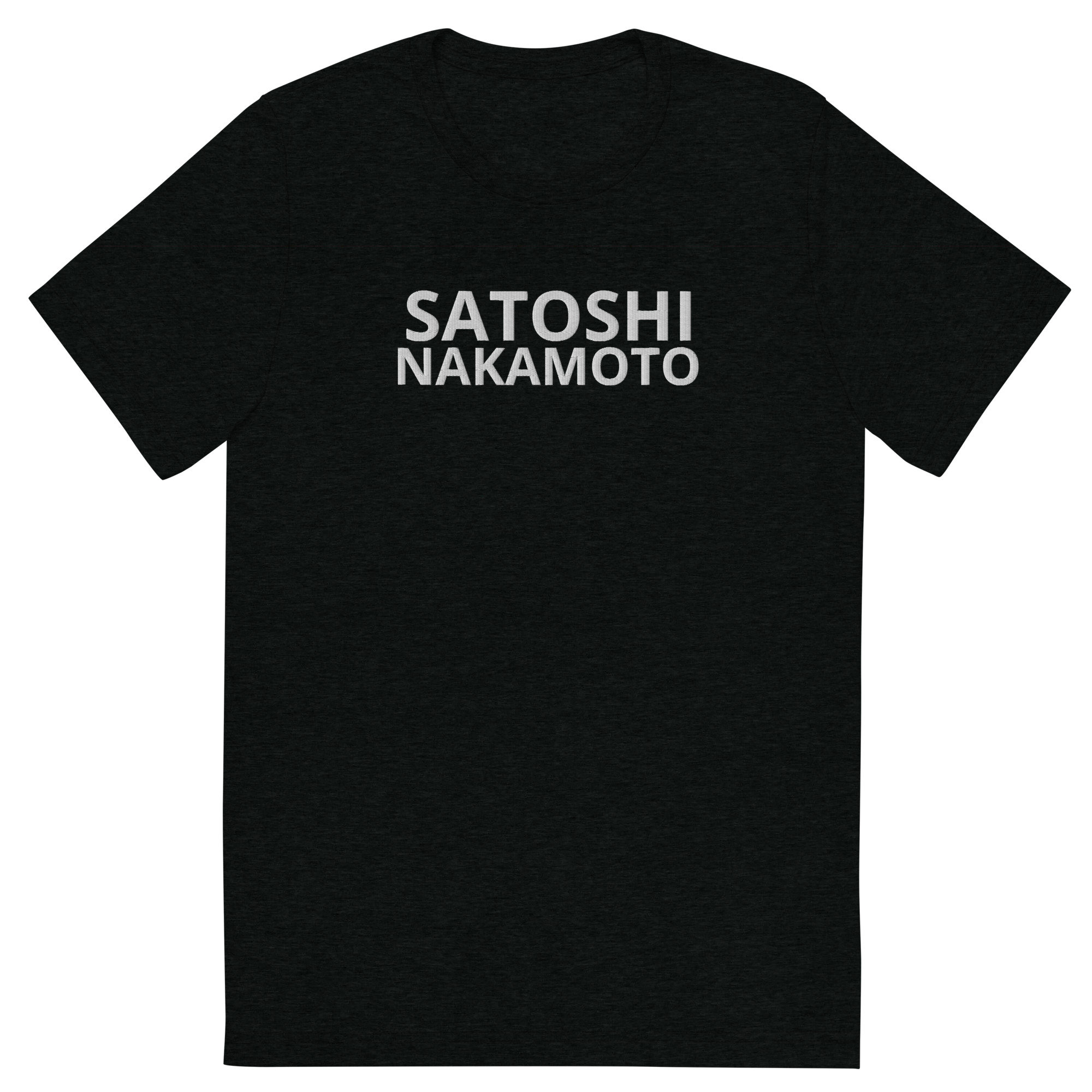 Satoshi Nakamoto Bitcoin T-Shirt | Embroidered Crypto Triblend Tee