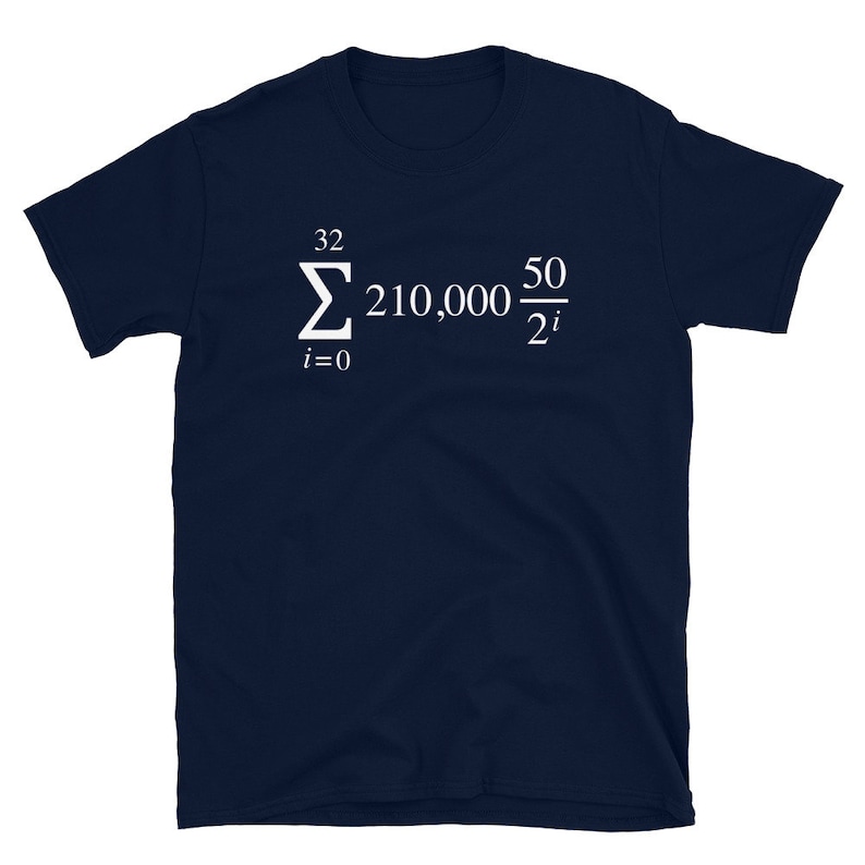 Bitcoin Supply Formula Short-Sleeve Unisex T-Shirt Navy color tee with white logo
