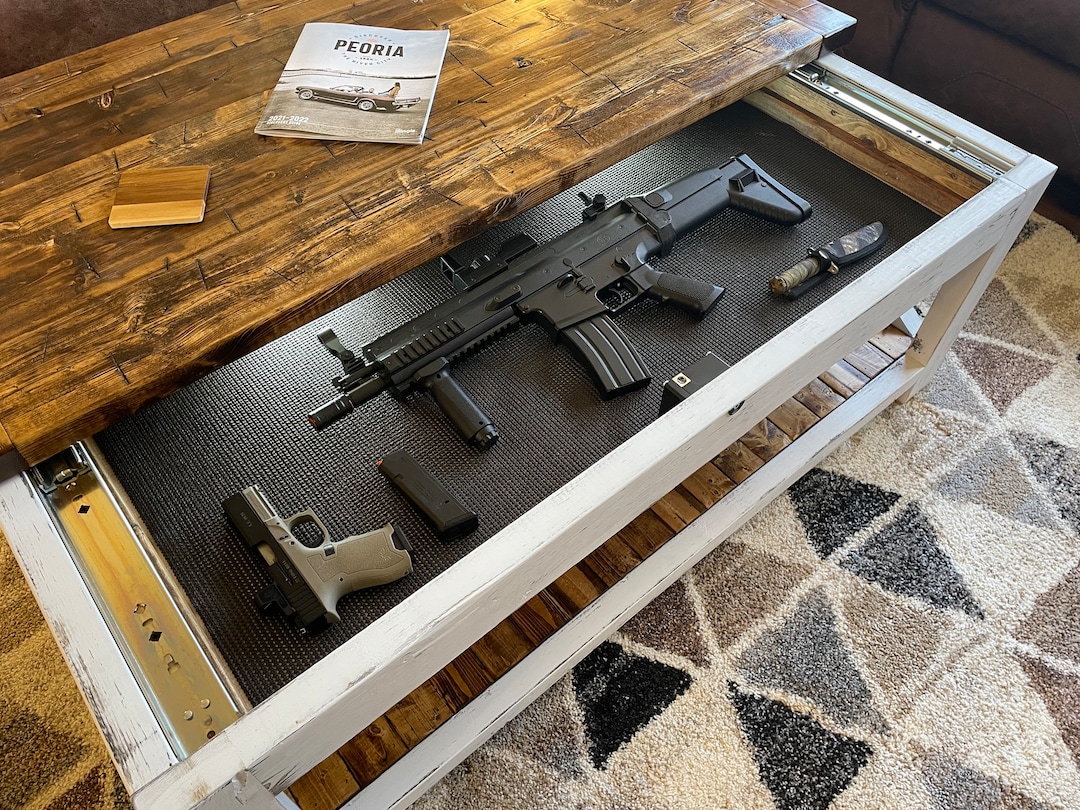 Coffee Table Hidden Gun Storage Farmhouse Style Etsy