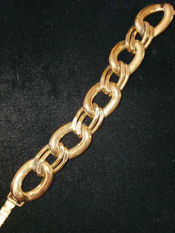 Vintage Napier Bracelet Chic Bold Wide Gold Tone D