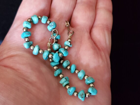 Turquoise Nugget and Silver Bracelet Boho Southwe… - image 6