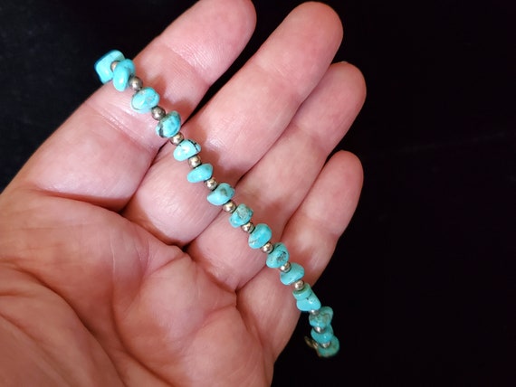 Turquoise Nugget and Silver Bracelet Boho Southwe… - image 4