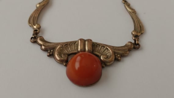 Dainty Art Nouveau Carnelian Necklace