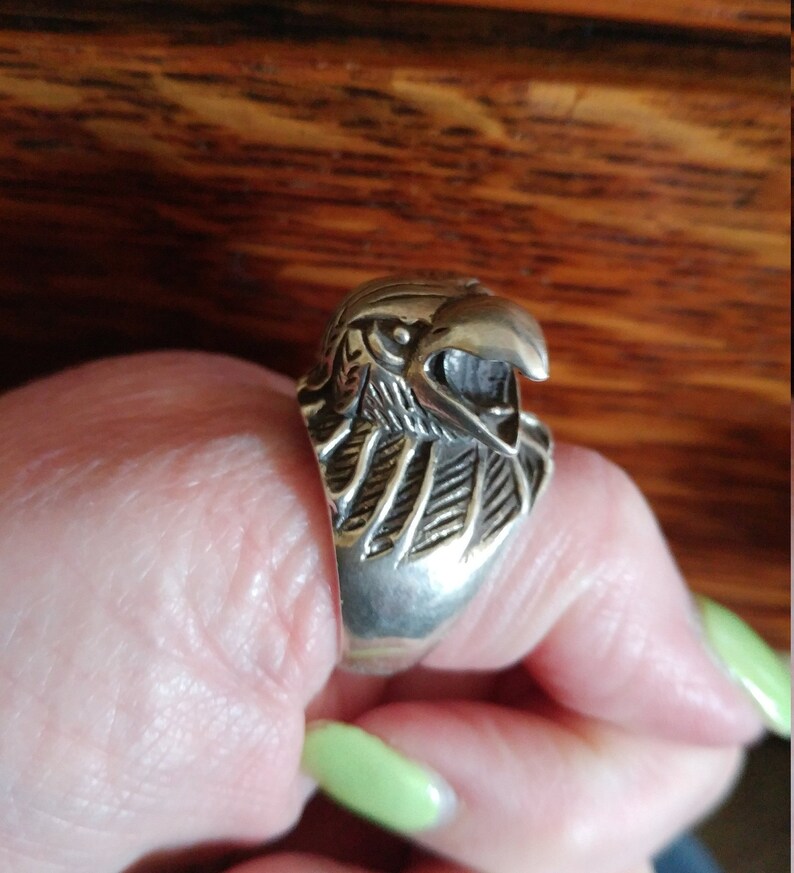 Sterling Shrieking Eagle Ring