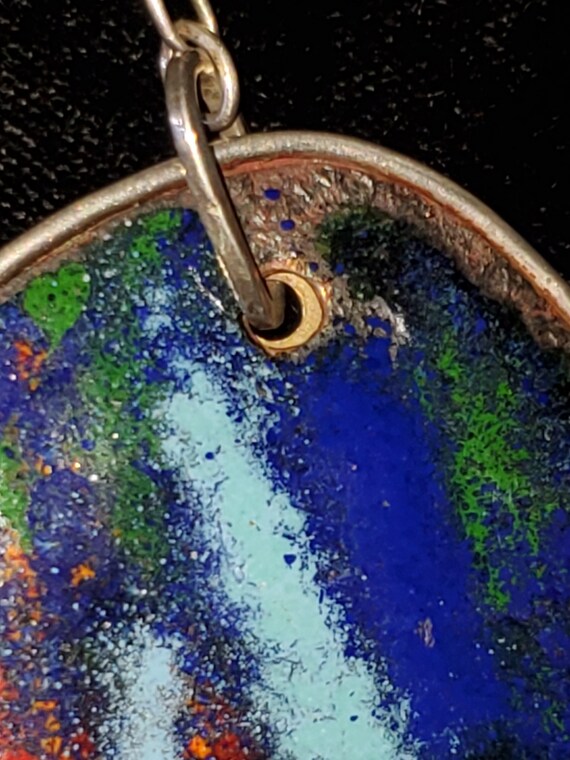 Mid-century Sterling Splatter Enamel Clip Earring… - image 9
