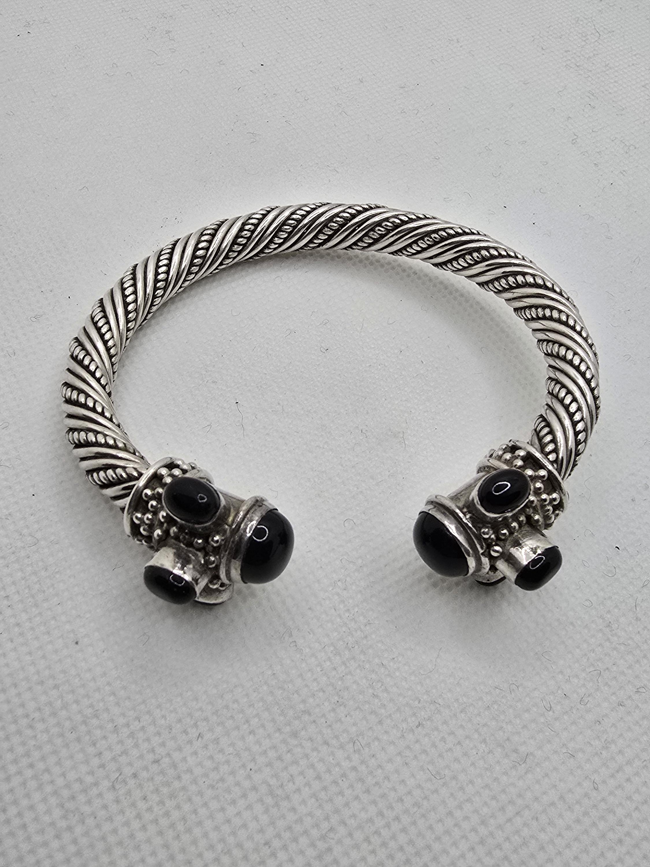 ブレスレット WILLIE and DUFFY Round Onyx Bangle Silver 925 Handmade Vintage Onyx Bangle - Etsy