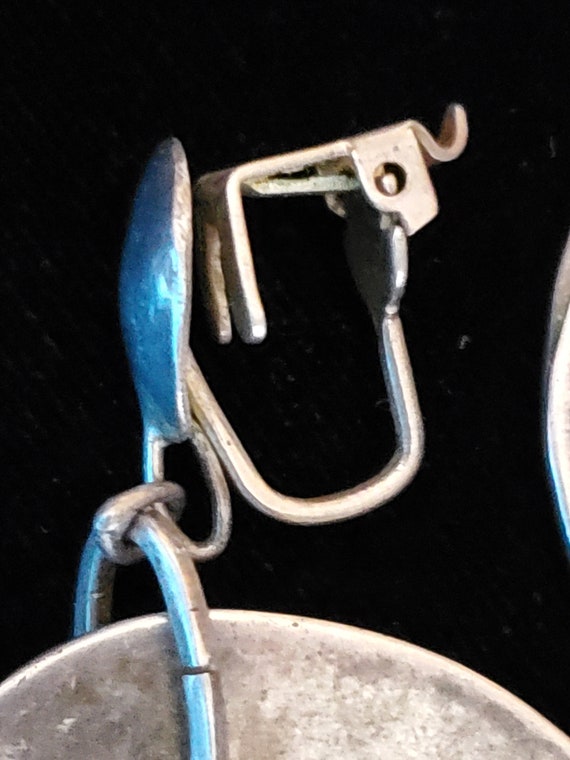 Mid-century Sterling Splatter Enamel Clip Earring… - image 4
