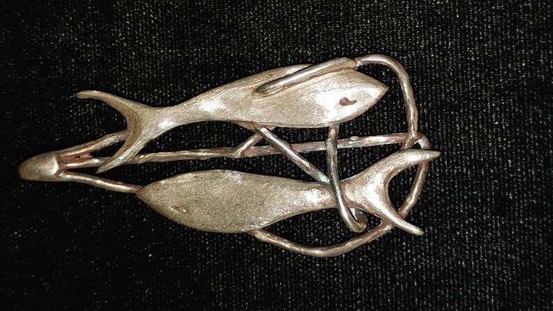 Unsigned Mid-century Sterling Fishes Pendant