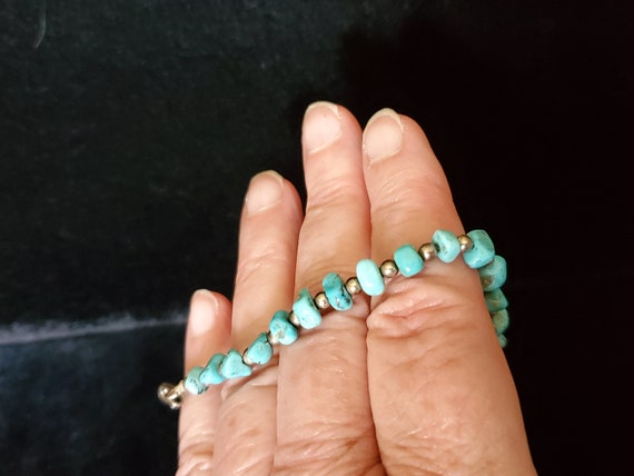 Turquoise Nugget and Silver Bracelet Boho Southwe… - image 5