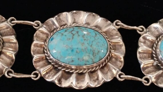 Wide Mexican Sterling Art Glass Bracelet-Pre 1970… - image 2