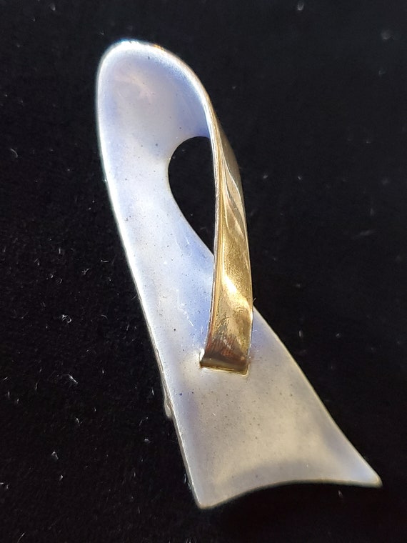 Vintage 1960's Swedish Sterling Enamel Ribbon Broo