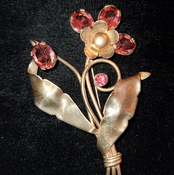 Art Deco Sterling Flower Brooch 1940s