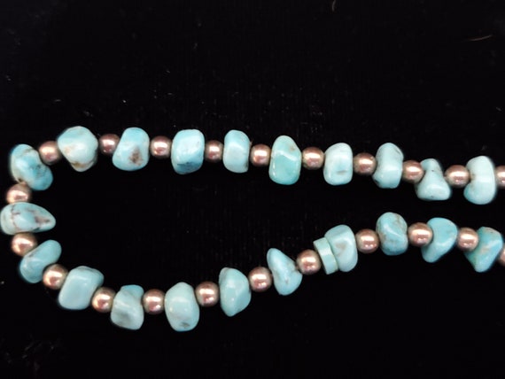 Turquoise Nugget and Silver Bracelet Boho Southwe… - image 3