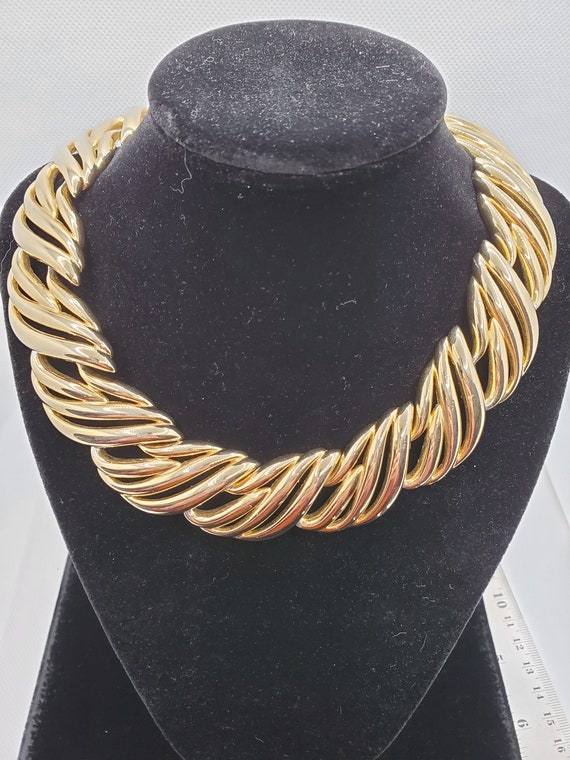 Vintage Givenchy Golden Wave Collar Necklace Subst