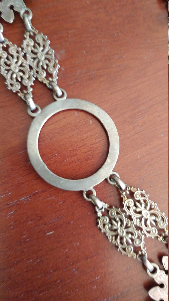 Victorian English Sterling Engraved Chain Belt Necklace  display picture 2