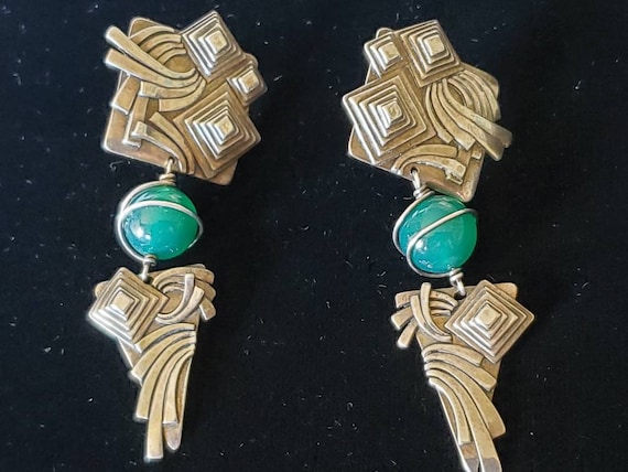 Outstanding Sterling signed space age earrings