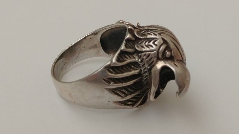 Sterling Shrieking Eagle Ring