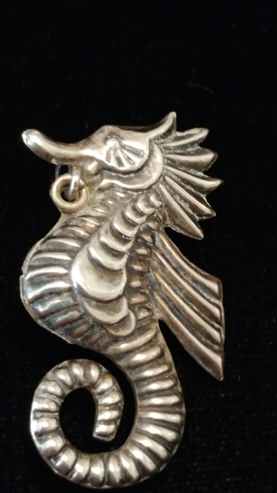 Mexican Sterling Seahorse Brooches Mama and Baby … - image 5