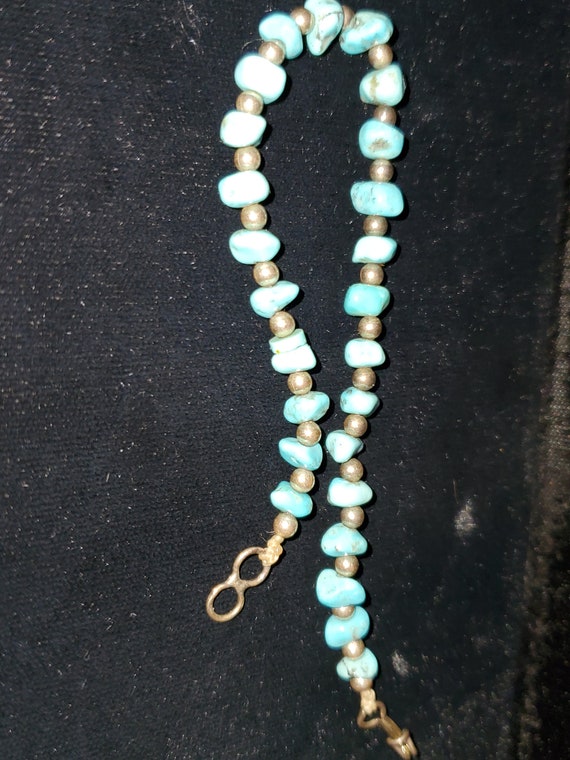 Turquoise Nugget and Silver Bracelet Boho Southwe… - image 2
