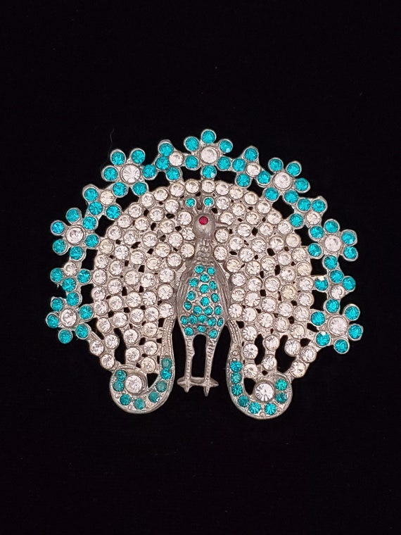 Early Vintage Turquoise and White Pave Set Rhinest