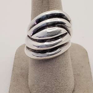 Sterling Vintage Asymmetrical &quot;Eye&quot; Ring Heavy Chunky Modernist