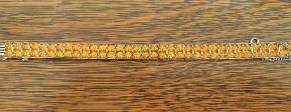 Art Deco Golden Channel Set Rhinestone Bracelet 1… - image 1
