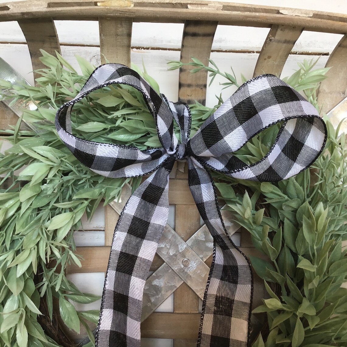 Tobacco Basket Wall Decor Tobacco Basket With Wreath Farmhouse Etsy