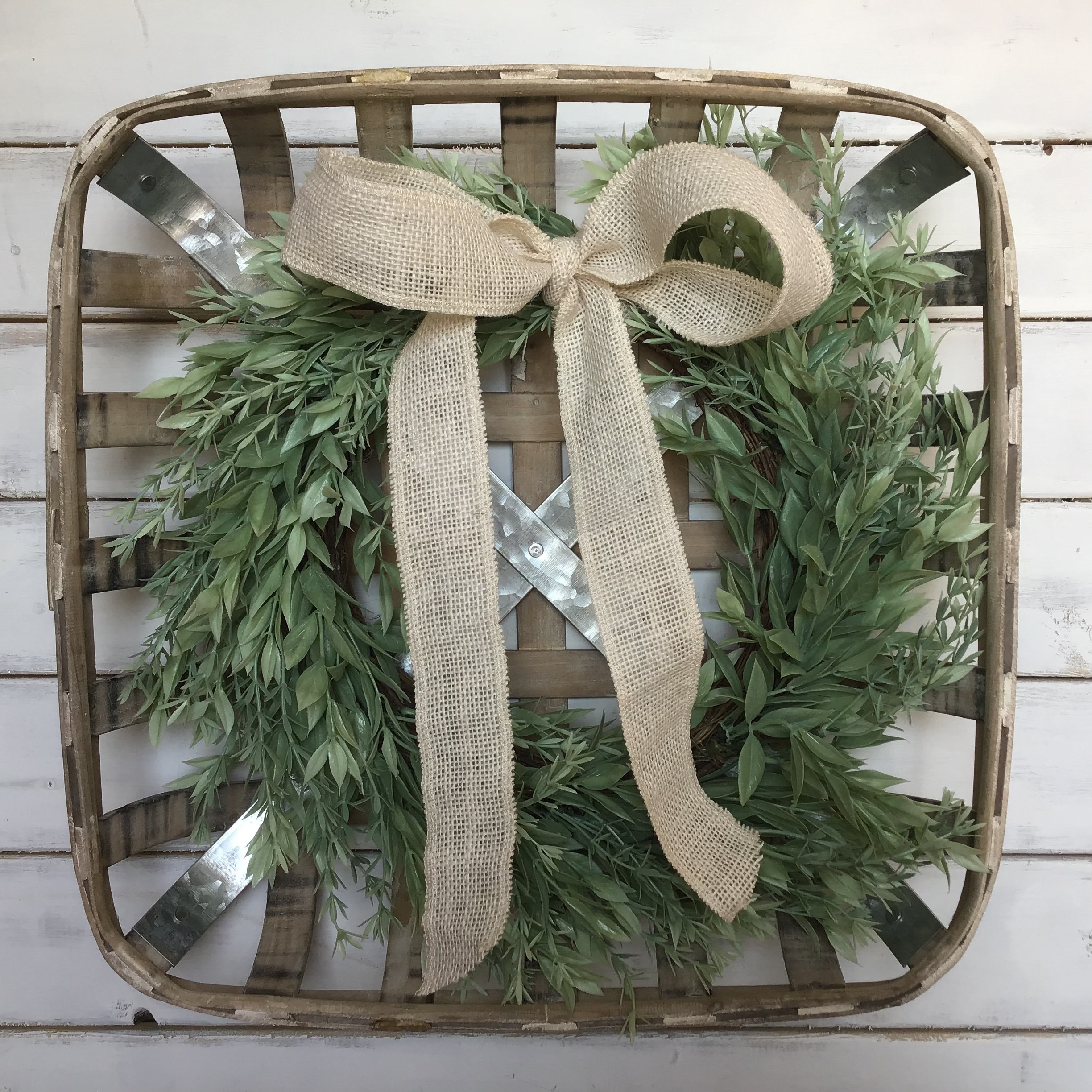Tobacco Basket Wall Decor Tobacco Basket With Wreath Farmhouse Etsy