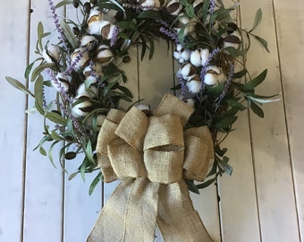 Farmhouse wreath Front door wreath Rustic wreath decor Olive and lavender wreath Home accent Farmhouse decor Farmhouse wall decor