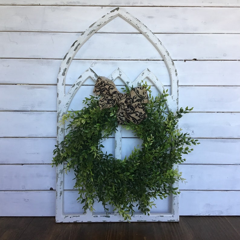 Farmhouse Wall Decor Distressed Window Frame Cathedral Window Frame ...
