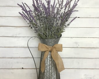 English lavender in pitcher Lavender arrangement Farmhouse lavender arrangement  centerpiece Metal pitcher with lavender Housewarming gift