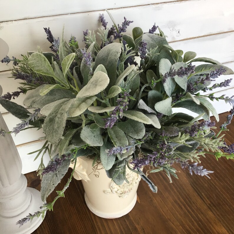 Lavender and Lambs Ears Floral Arrangement French Country Etsy